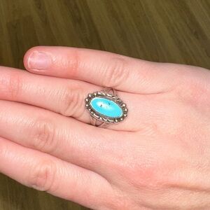 Vintage sterling silver and sleeping beauty turquoise ring